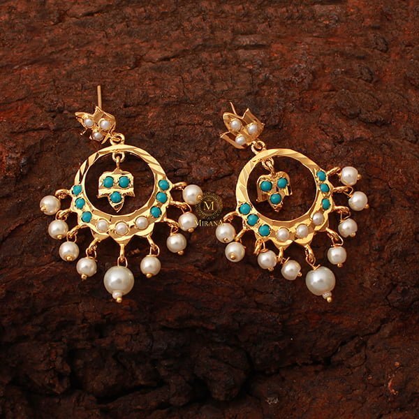 Arnika Turquoise Colour Jadau Earrings