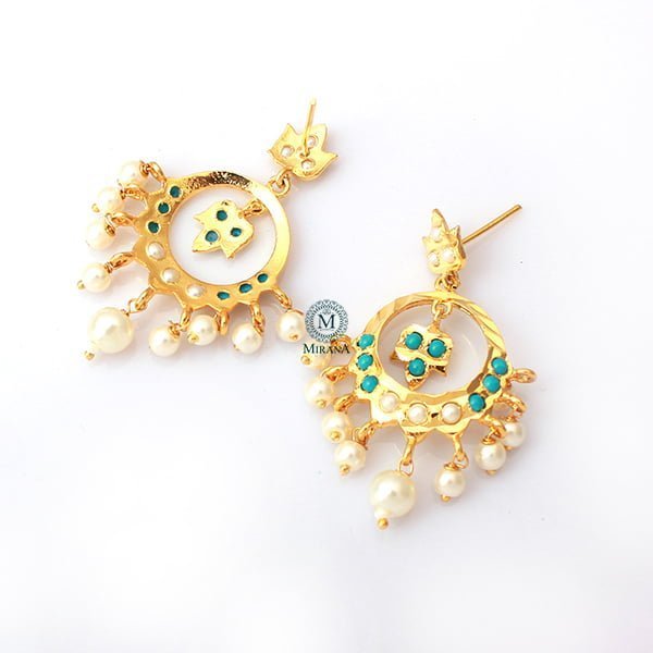 Arnika Turquoise Colour Jadau Earrings