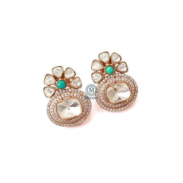 Tia Turquoise Moissanite Designer Studs