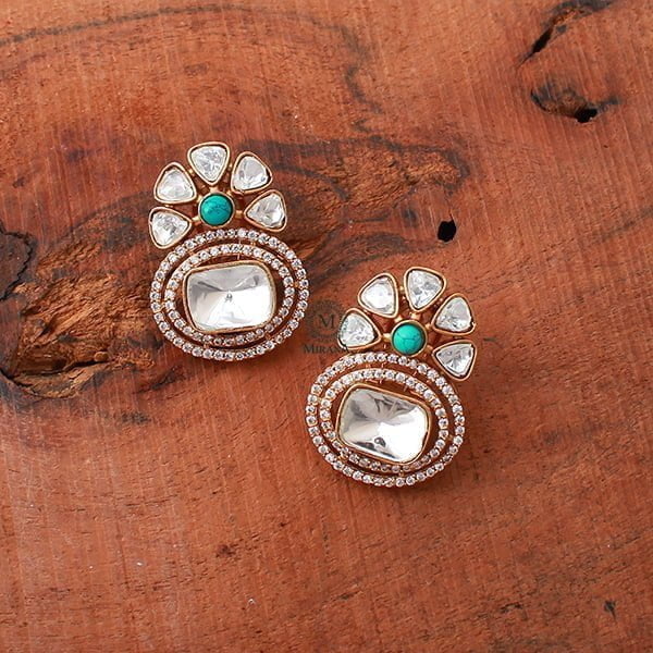 Tia Turquoise Moissanite Designer Studs