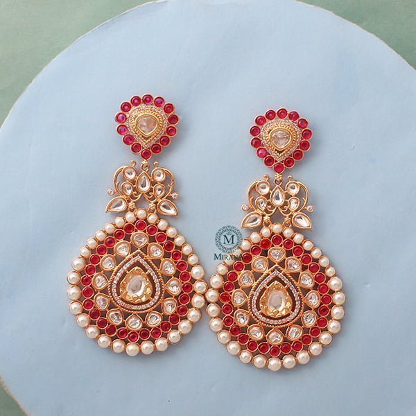 Meenal Ruby Pearl Polki Earrings