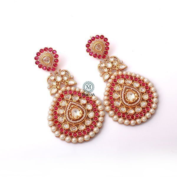 Meenal Ruby Pearl Polki Earrings