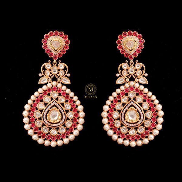 Meenal Ruby Pearl Polki Earrings