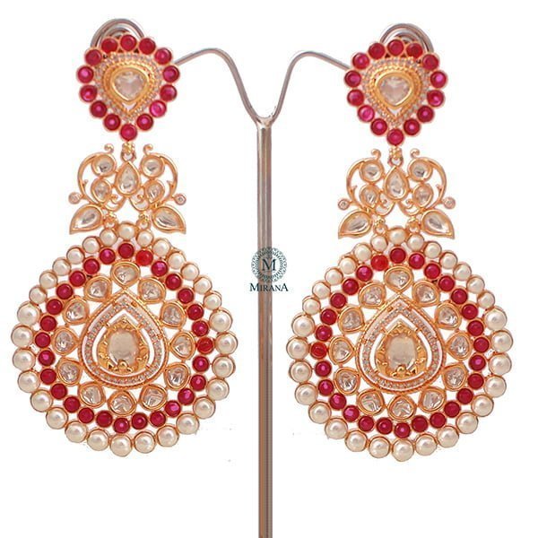 Meenal Ruby Pearl Polki Earrings