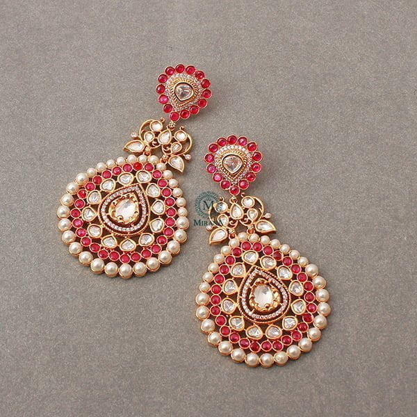 Meenal Ruby Pearl Polki Earrings