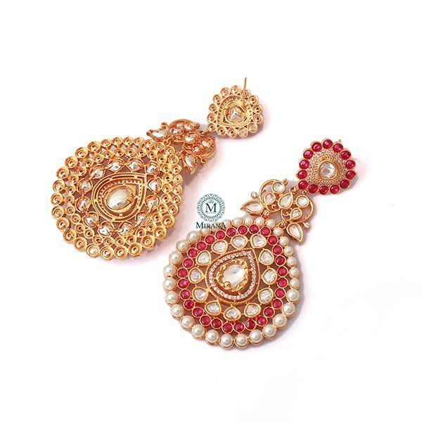 Meenal Ruby Pearl Polki Earrings