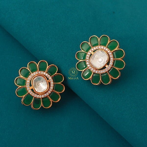 Adisha Green Moissanite Designer Studs