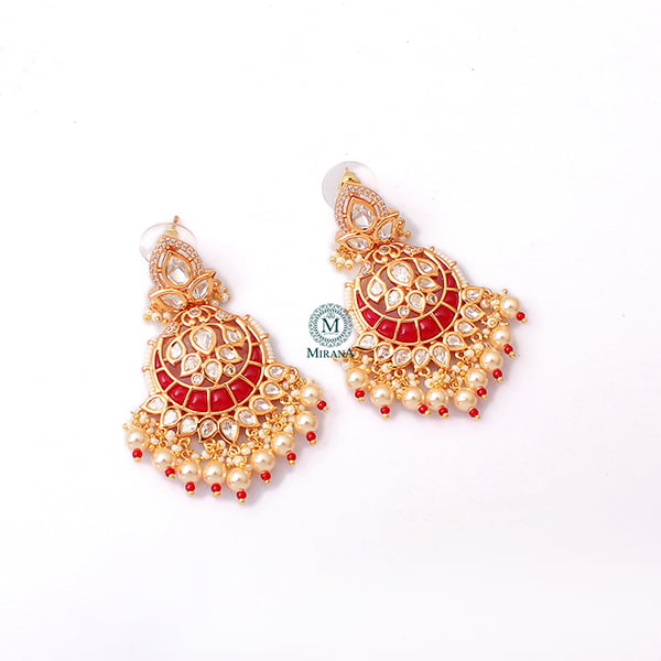 Yashi Ruby Pearl Polki Designer Chandbalis