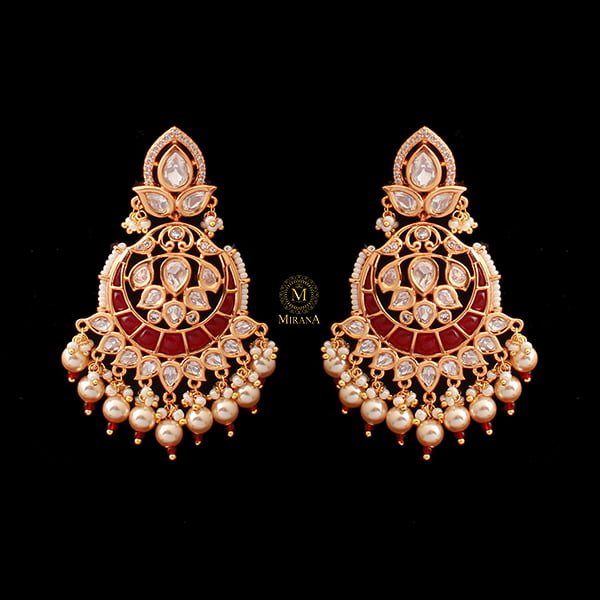 Yashi Ruby Pearl Polki Designer Chandbalis