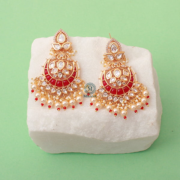 Yashi Ruby Pearl Polki Designer Chandbalis