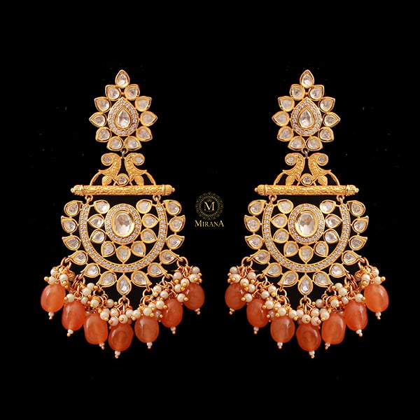 Arjita Pastel Orange Polki Chandbalis