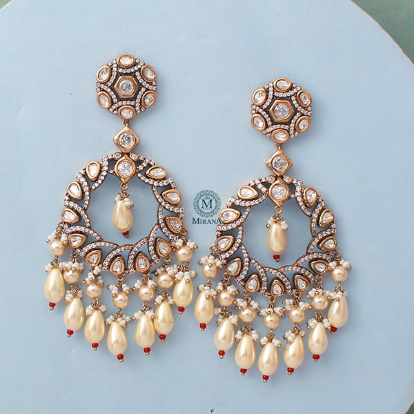 Parthika Pearl Polki Designer Earrings