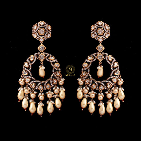 Parthika Pearl Polki Designer Earrings