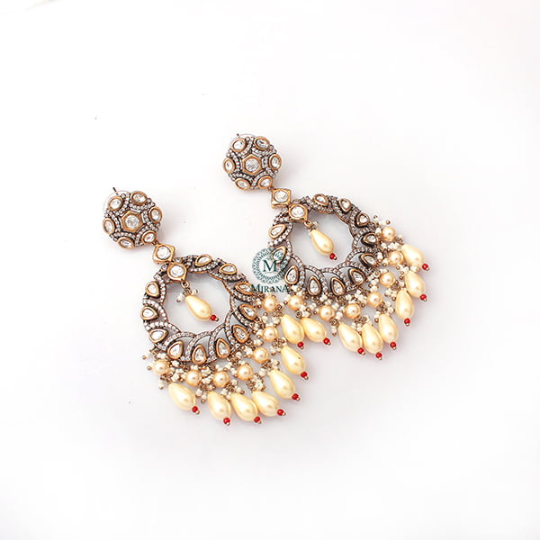 Parthika Pearl Polki Designer Earrings