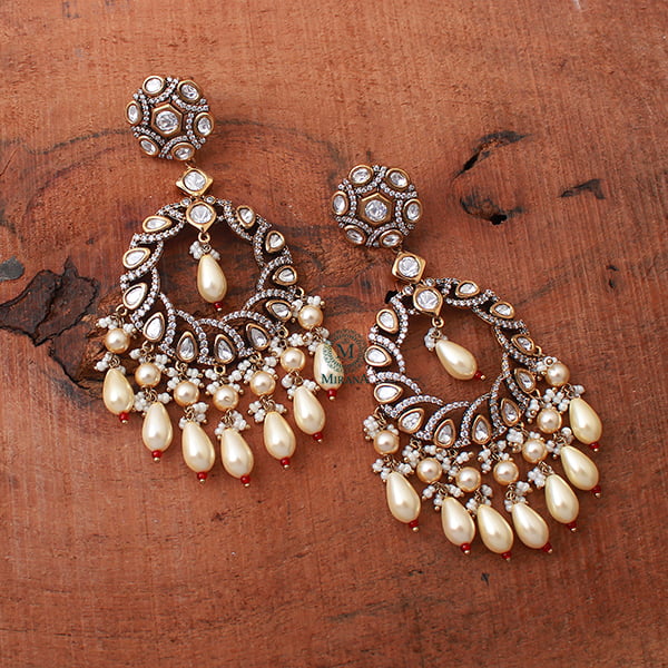 Parthika Pearl Polki Designer Earrings