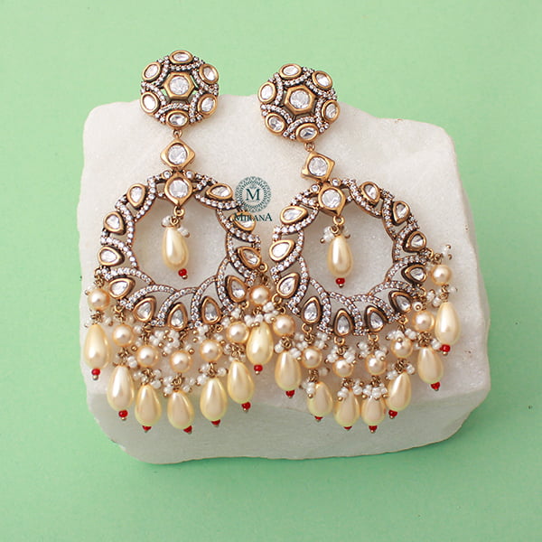 Parthika Pearl Polki Designer Earrings