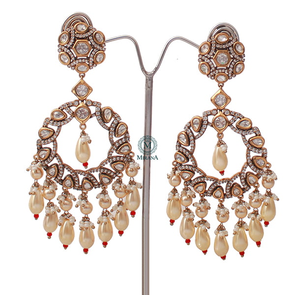 Parthika Pearl Polki Designer Earrings