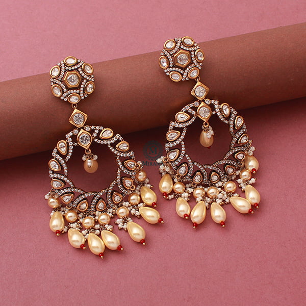 Parthika Pearl Polki Designer Earrings