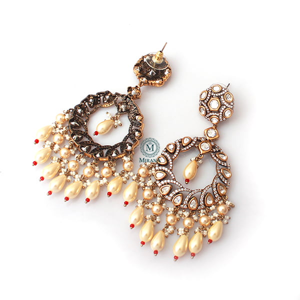 Parthika Pearl Polki Designer Earrings