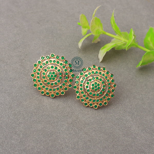 Pankhi Green Jadau Designer Studs