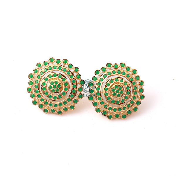 Pankhi Green Jadau Designer Studs