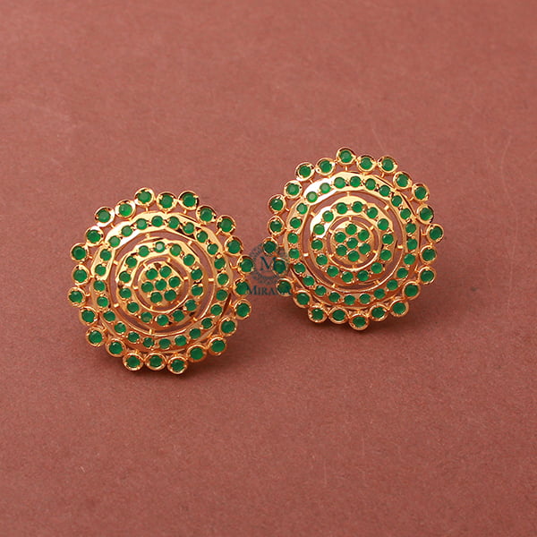 Pankhi Green Jadau Designer Studs