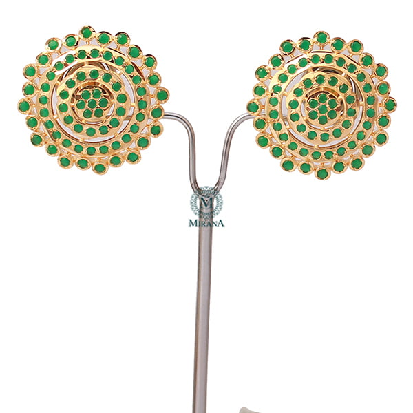 Pankhi Green Jadau Designer Studs