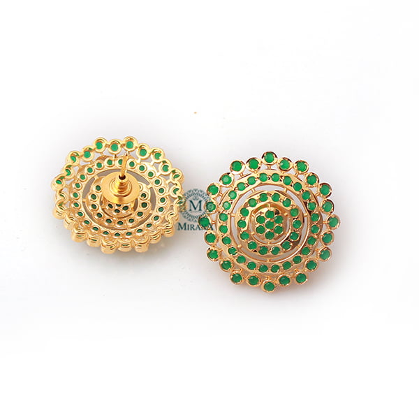 Pankhi Green Jadau Designer Studs