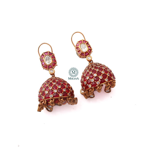 Divyati Ruby Polki Designer Jhumkas