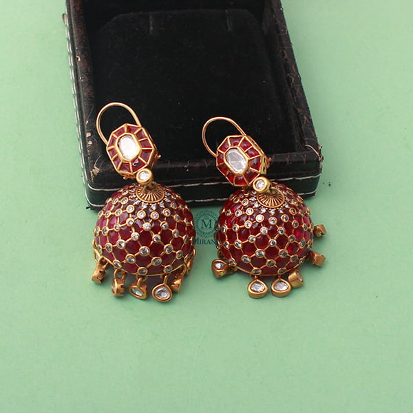 Divyati Ruby Polki Designer Jhumkas