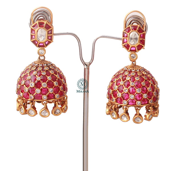 Divyati Ruby Polki Designer Jhumkas