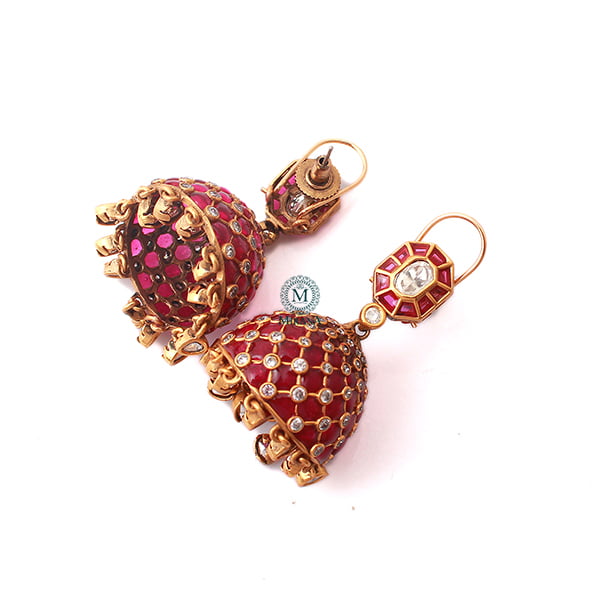 Divyati Ruby Polki Designer Jhumkas