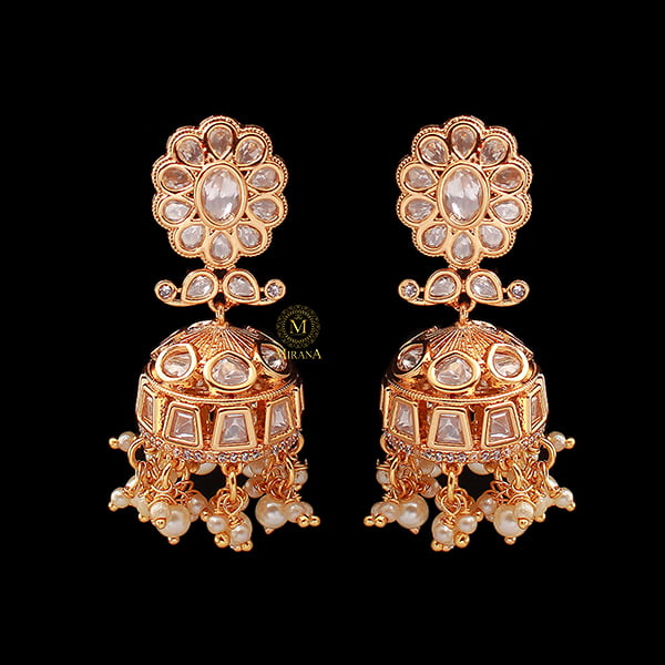 Swarna Pearl Polki Designer Jhumkas