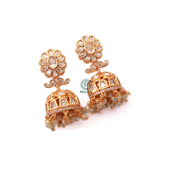 Swarna Pearl Polki Designer Jhumkas