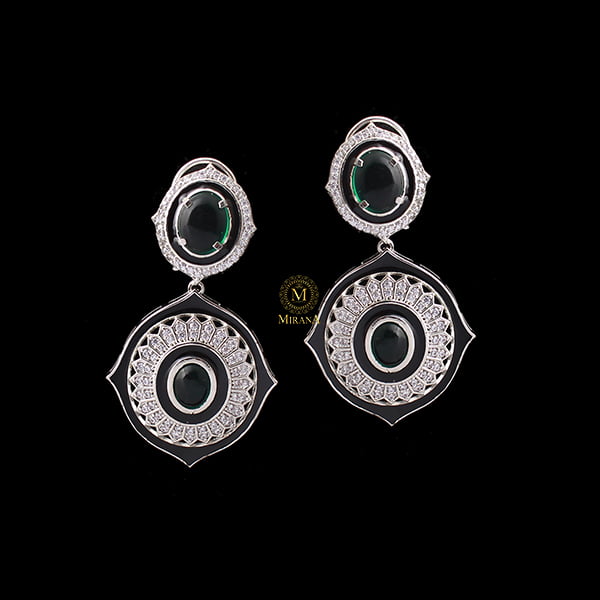 Nora Emerald Green CZ Designer Earrings