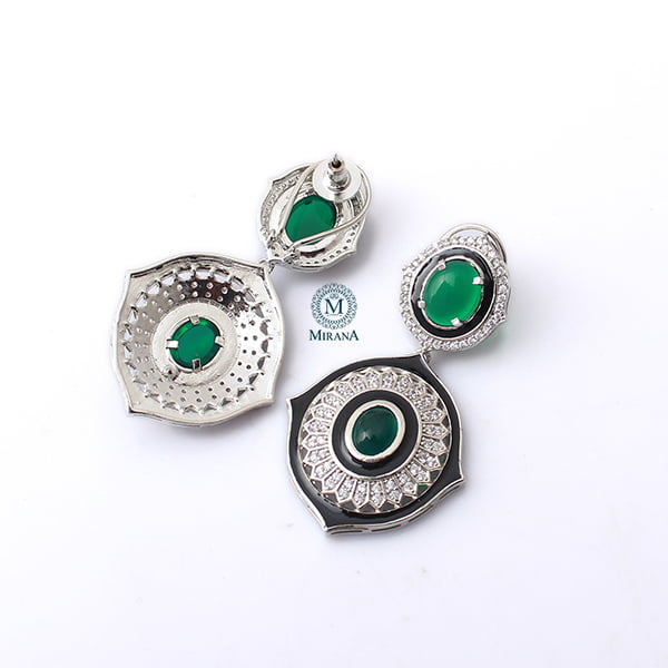 Nora Emerald Green CZ Designer Earrings