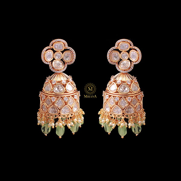 Vritika Pastel Green Polki Designer Jhumkas