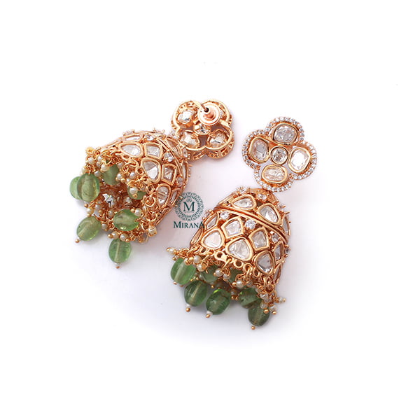 Vritika Pastel Green Polki Designer Jhumkas