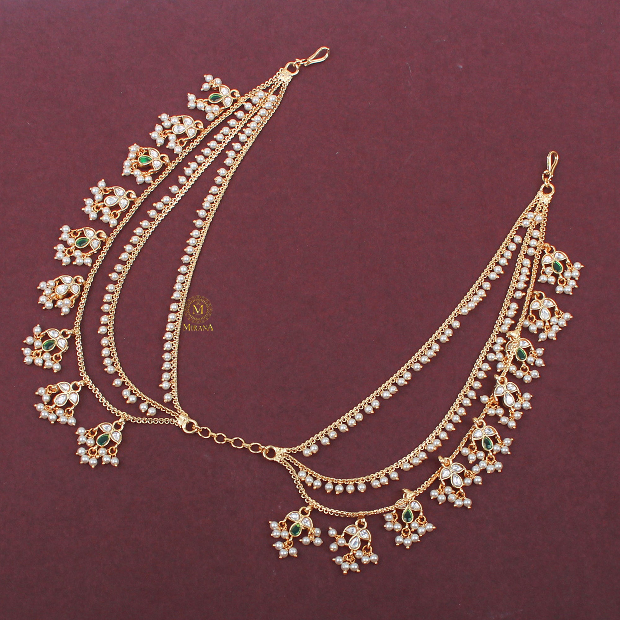 Saanvi Green Polki Designer Hairpin