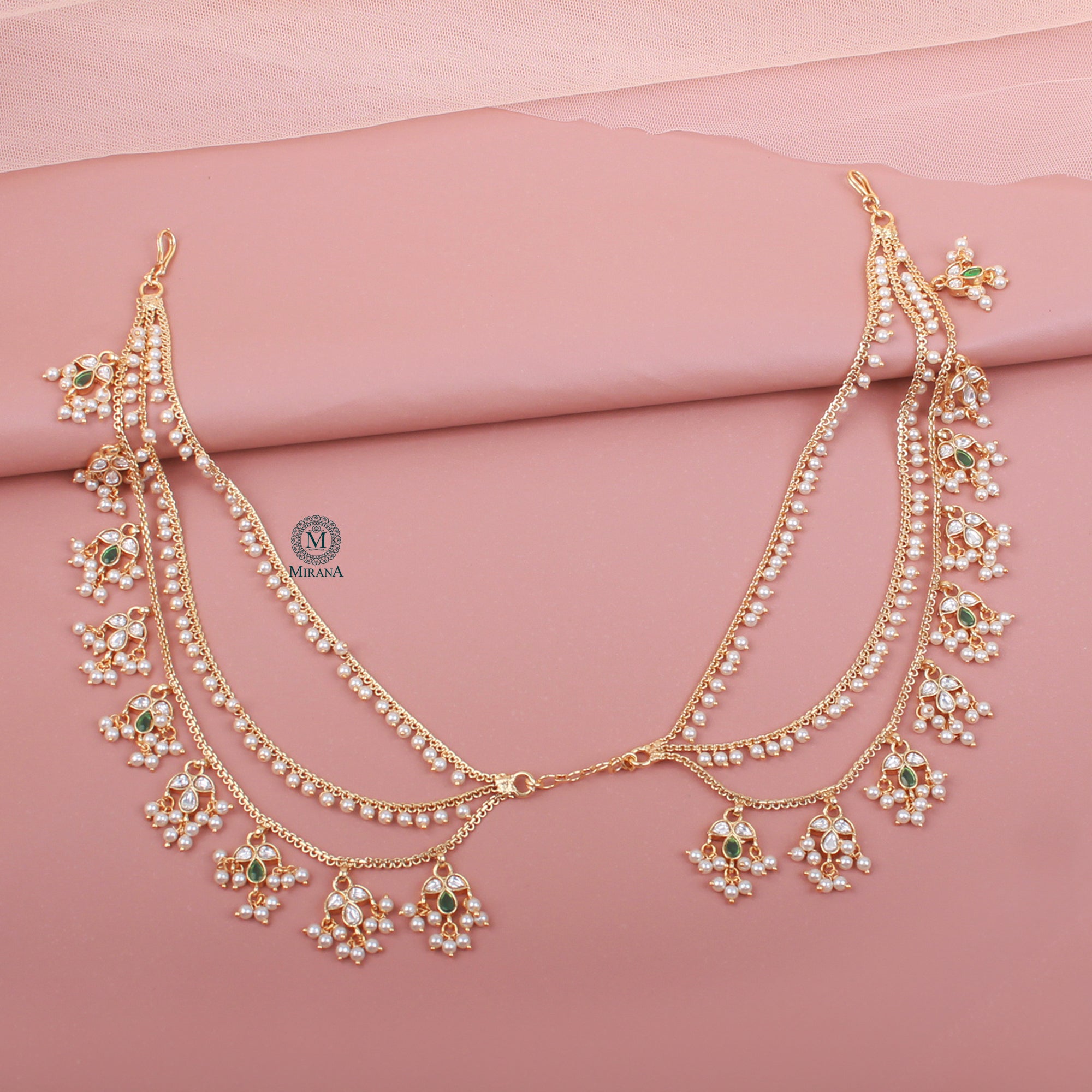 Saanvi Green Polki Designer Hairpin