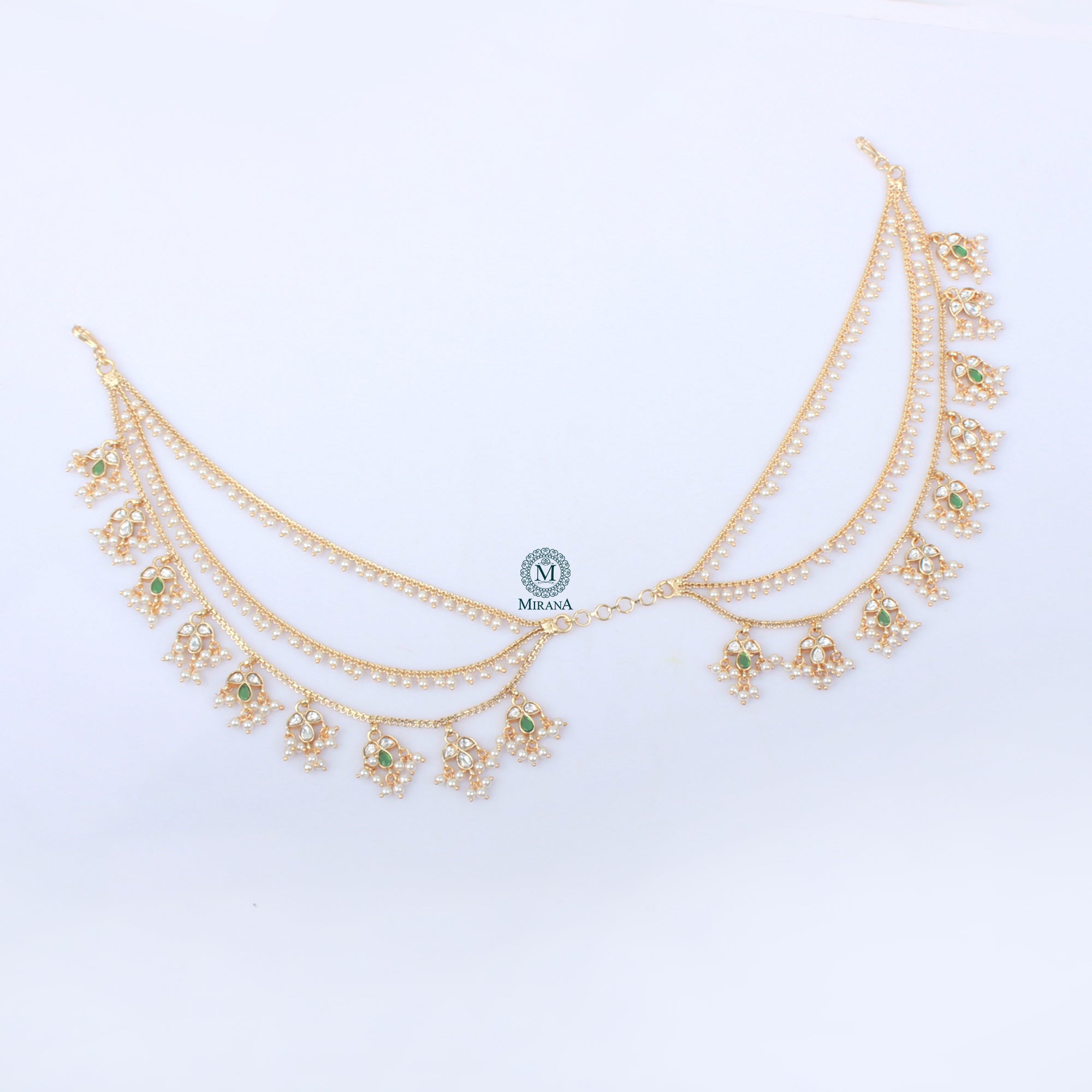 Saanvi Green Polki Designer Hairpin