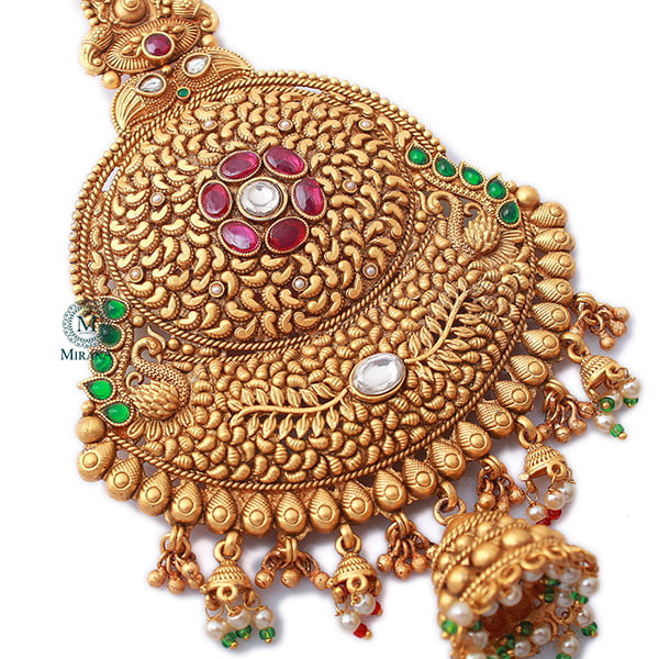 Jivika Ruby Green Antique Designer Satka