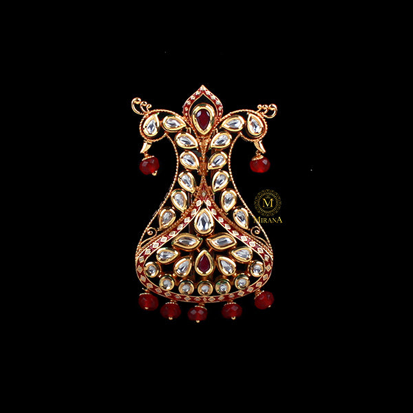 Dhruv Ruby Red Polki Designer Kalangi