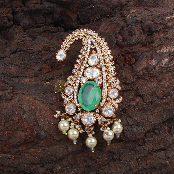 Aadhav Mint Green Polki Designer Kalangi
