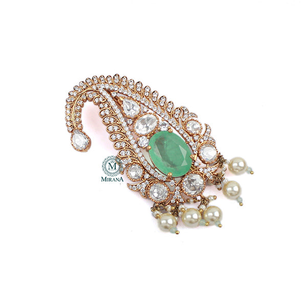 Aadhav Mint Green Polki Designer Kalangi