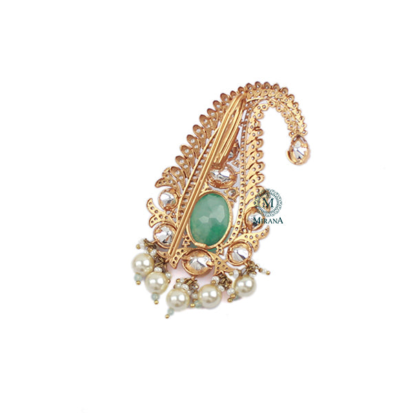 Aadhav Mint Green Polki Designer Kalangi