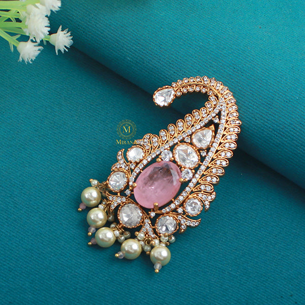 Aadhav Pastel Pink Polki Designer Kalangi