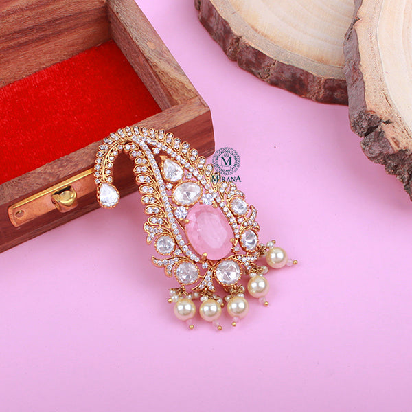 Aadhav Pastel Pink Polki Designer Kalangi