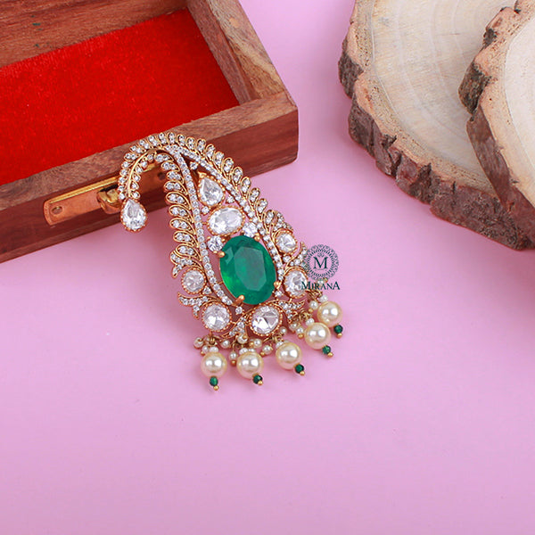 Aadhav Emerald Green Polki Kalangi