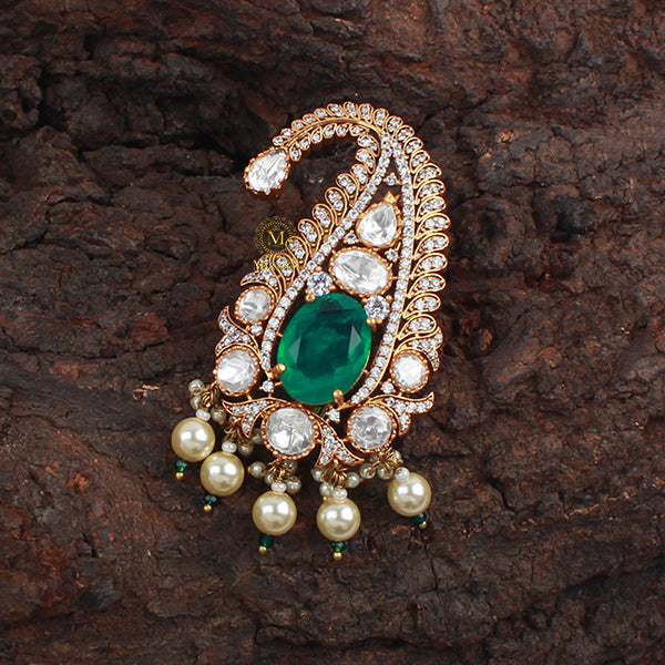 Aadhav Emerald Green Polki Kalangi